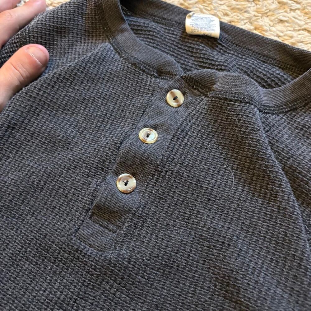 Vintage Mens Henley Thermal Long Sleeve Tee SZ M - Picture 3 of 5